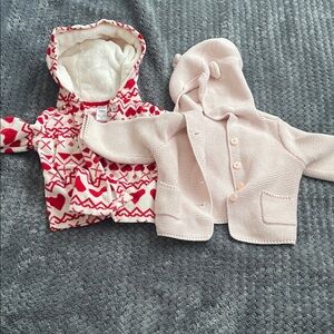 🎄Carter's Red and White Hooded Baby Jacket
